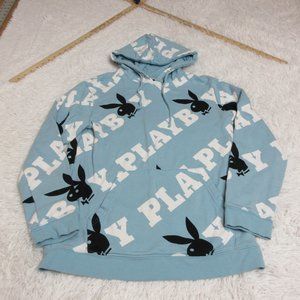 Playboy By Pacsun Womens Pullover Hoodie Sweatshirt Small Blue White Black